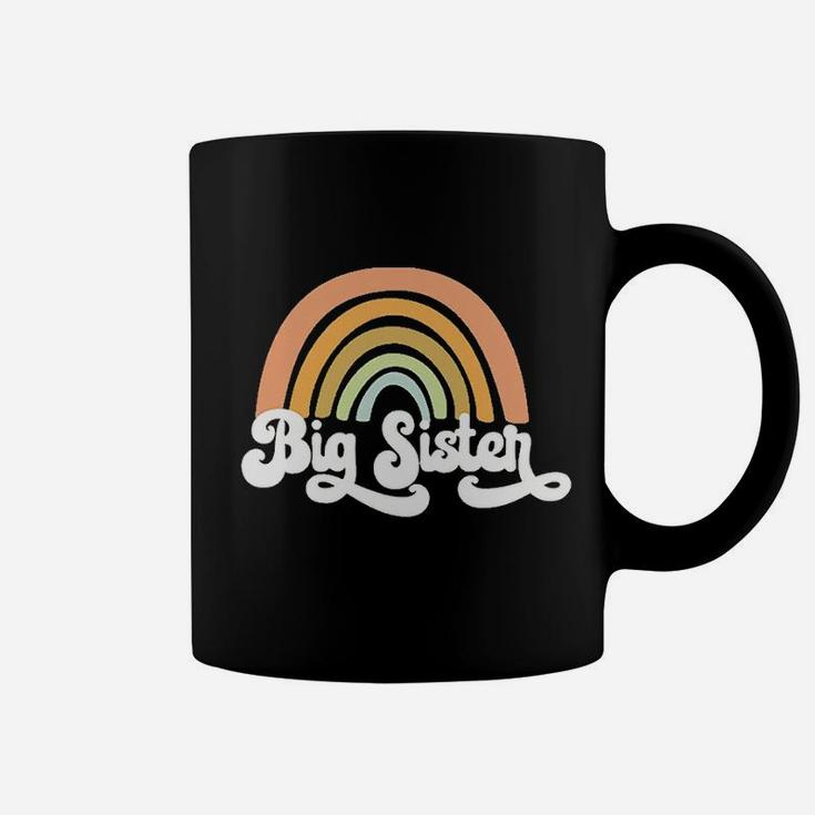 Retro Rainbow Big Sister Sibling Reveal Announcement Coffee Mug