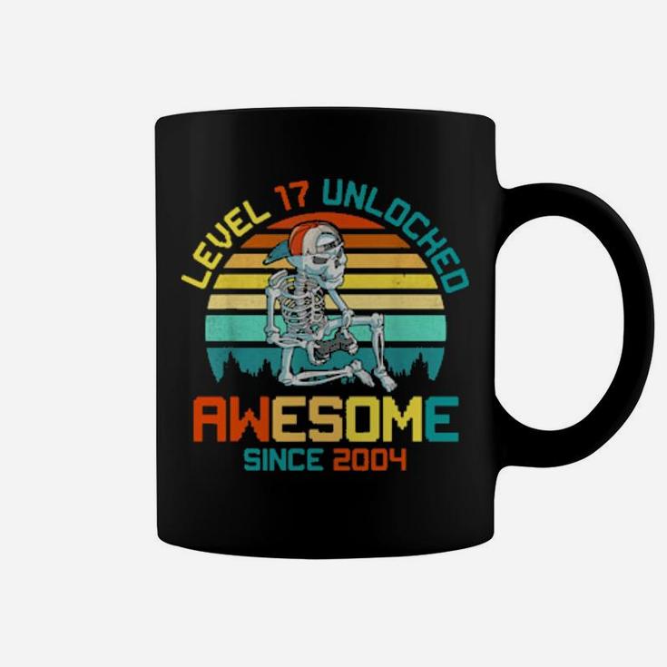 Retro Skeleton Level 17 Unlocked Awesome Since 2004 Gift Boy Coffee Mug