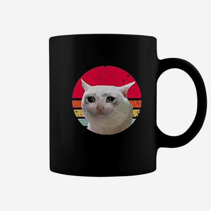 Retro Vintage Sad Crying Cat Dank Meme Sauce Trending Coffee Mug