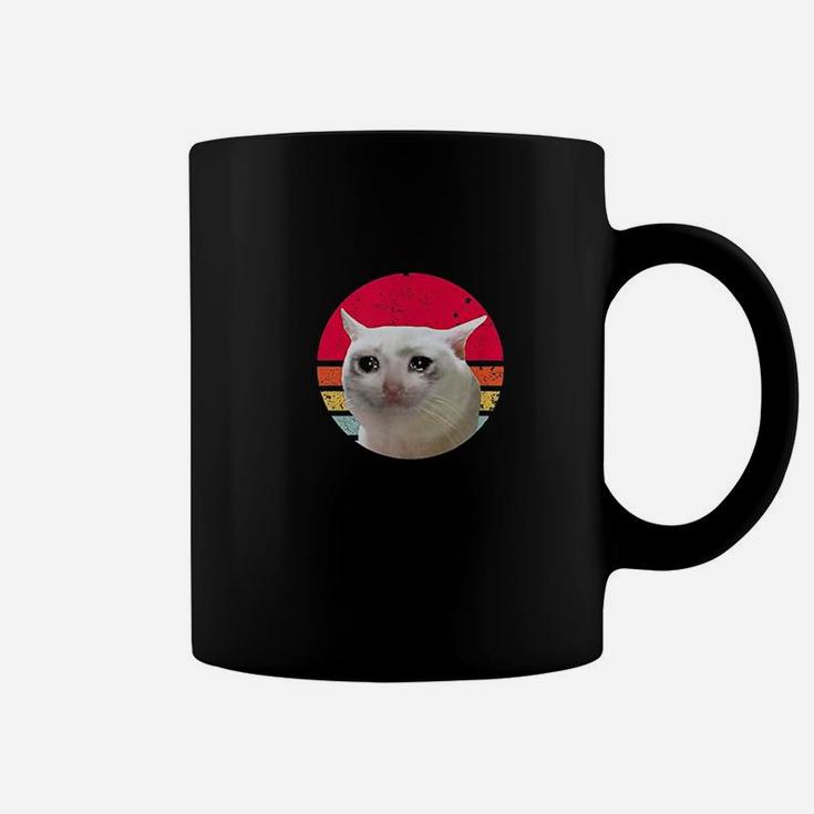 Retro Vintage Sad Crying Cat Dank Meme Sauce Trending Funny Coffee Mug