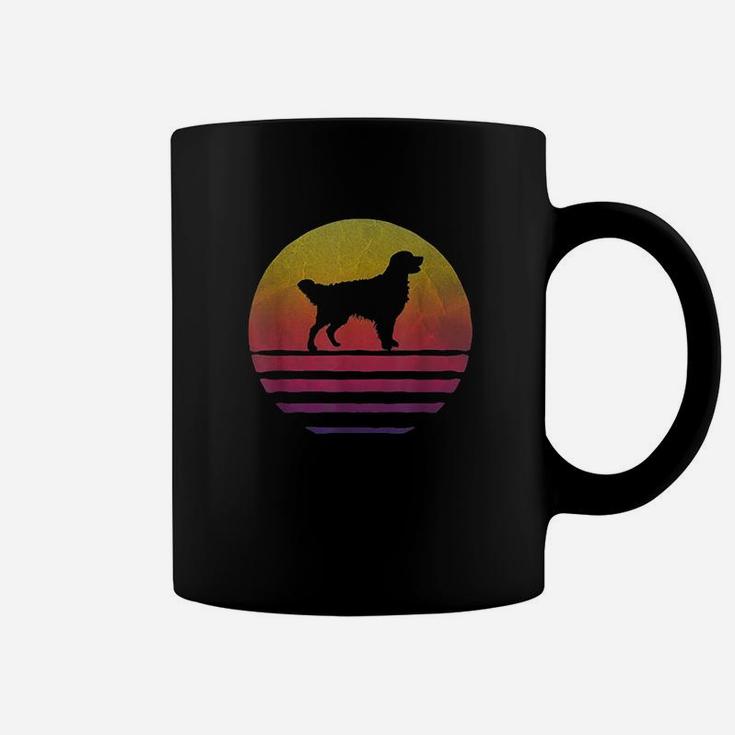 Retro Vintage Sunset Golden Retriever Dog Breed Silhouette Coffee Mug