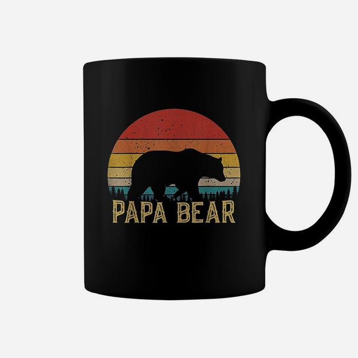 Retro Vintage Sunset Papa Bear Hiking Camping Coffee Mug