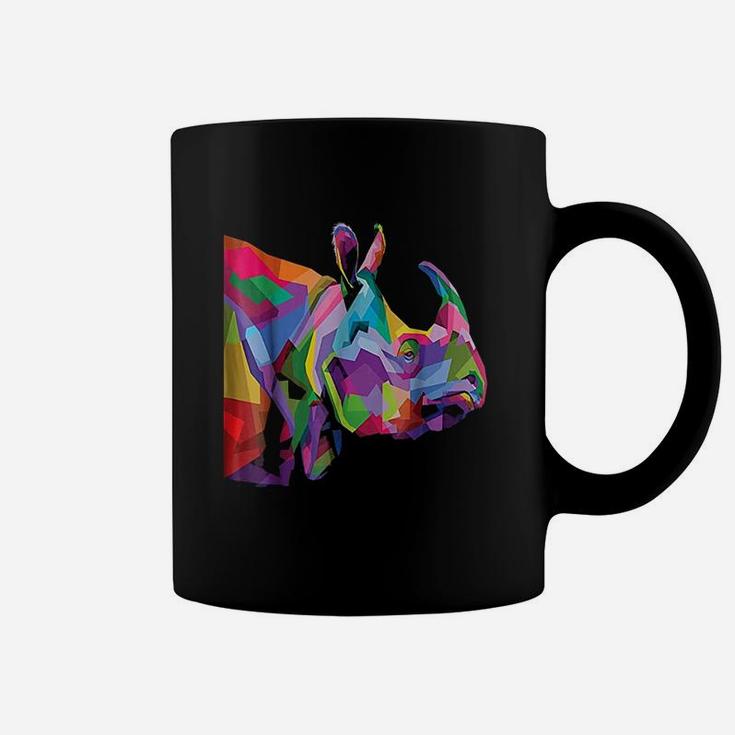 Rhinoceros  Colorful Rhino's Head Pop Art Coffee Mug