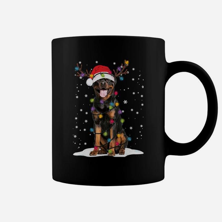 Rottweiler Christmas Tree Light Pajama Dog Lover Xmas Gift Sweatshirt Coffee Mug