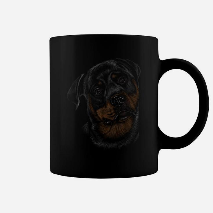 Rottweiler Dog Face Portrait Painting Dog Lover Rottweiler Coffee Mug