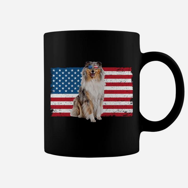 Rough Collie Dad American Flag Collie Dog Lover Owner Funny Sweatshirt Coffee Mug