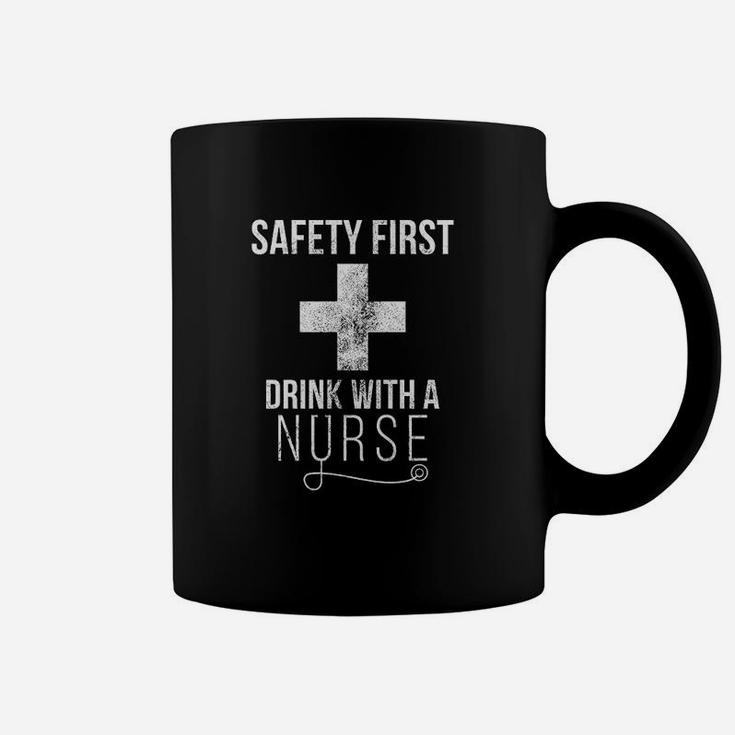 Safety First Drink With A Nurse Funny Beer Coffee Mug