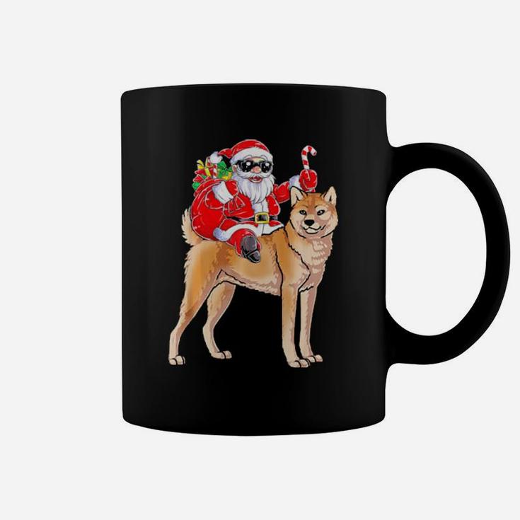 Santa Claus Riding Akita Xmas Gifts Dog Coffee Mug