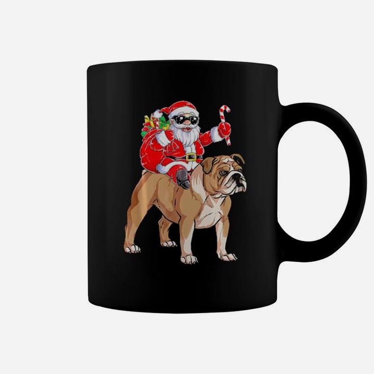 Santa Claus Riding English Bulldog Xmas Gifts Dog Coffee Mug