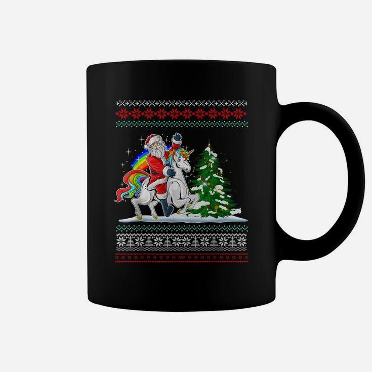 Santa Claus Riding On A Unicorn Ugly Christmas Funny Coffee Mug