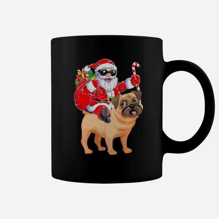 Santa Claus Riding Pug Xmas Gifts Dog Coffee Mug