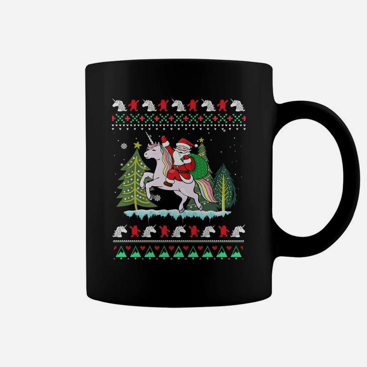 Santa Claus Riding Unicorn Christmas Coffee Mug