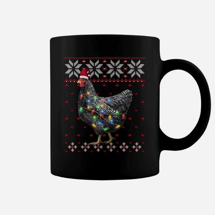 Santa Hat Christmas Lights Chicken Sweater, Funny Xmas Tree Sweatshirt Coffee Mug