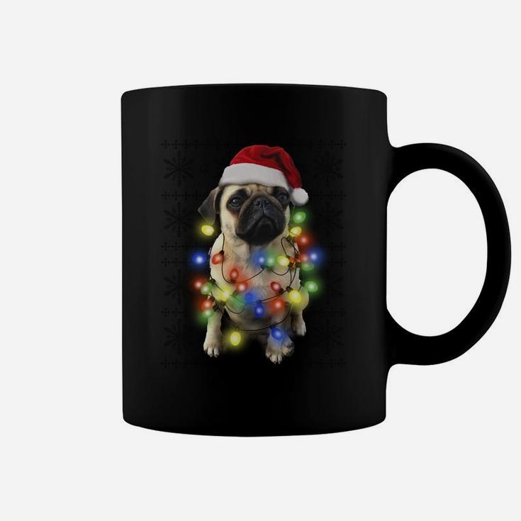 Santa Pug Wrapped In Christmas Light Sweatshirt Coffee Mug