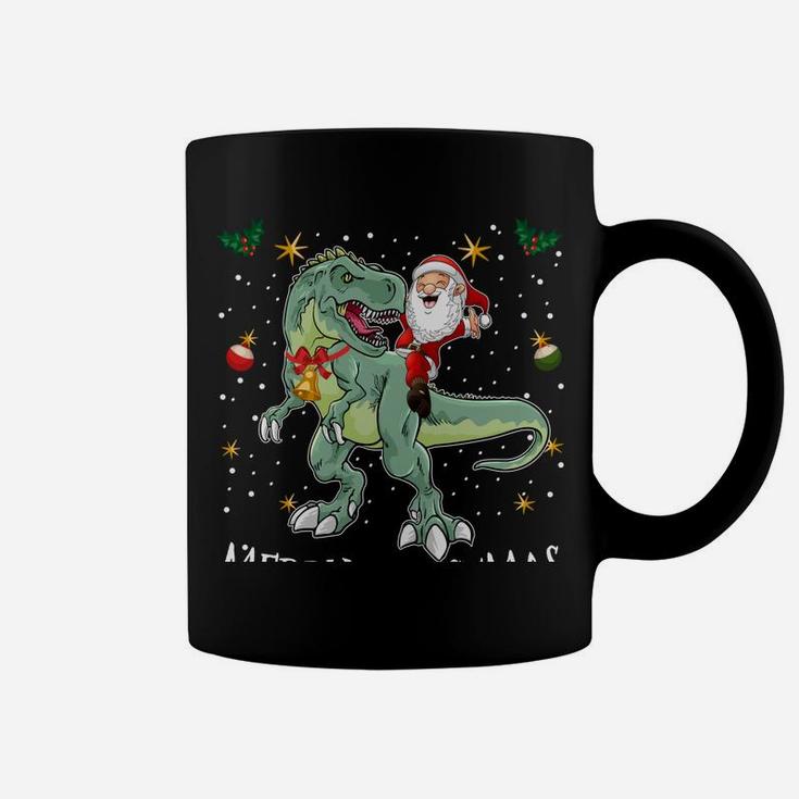 Santa Riding T Rex Funny Christmas Gifts A Dinosaur Xmas Sweatshirt Coffee Mug