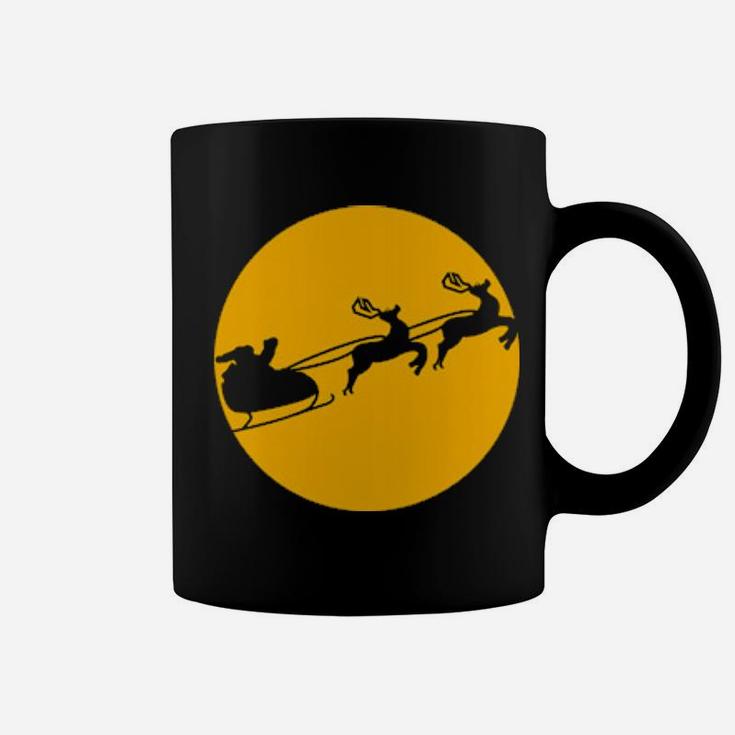 Santa With Sleigh And Reindeers Coffee Mug