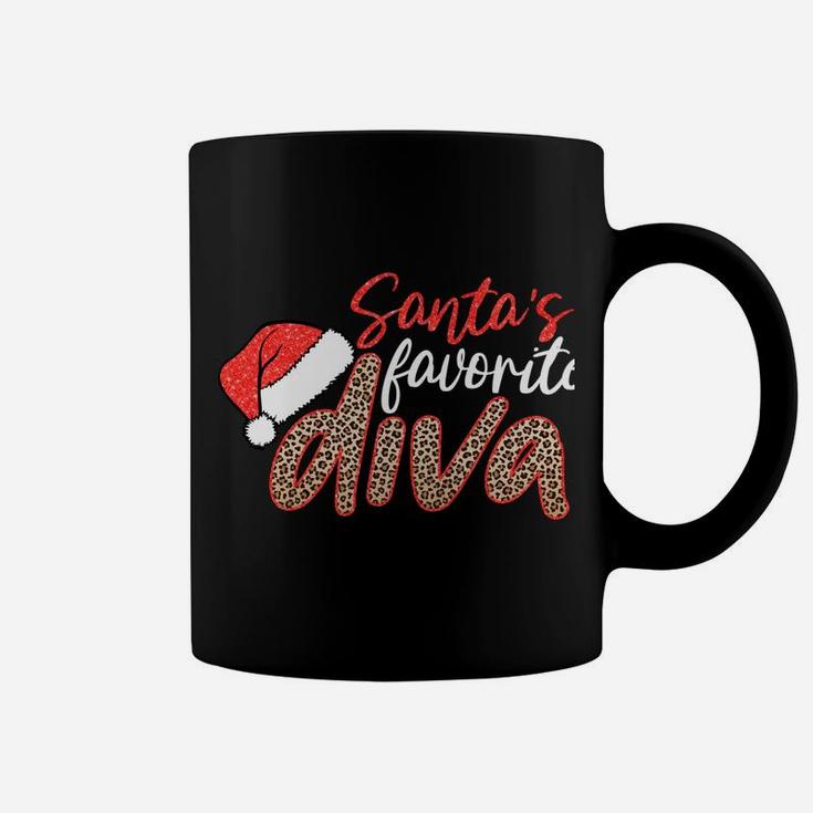 Santa's Favorite Diva Leopard Christmas Merry Xmas Gift Sweatshirt Coffee Mug
