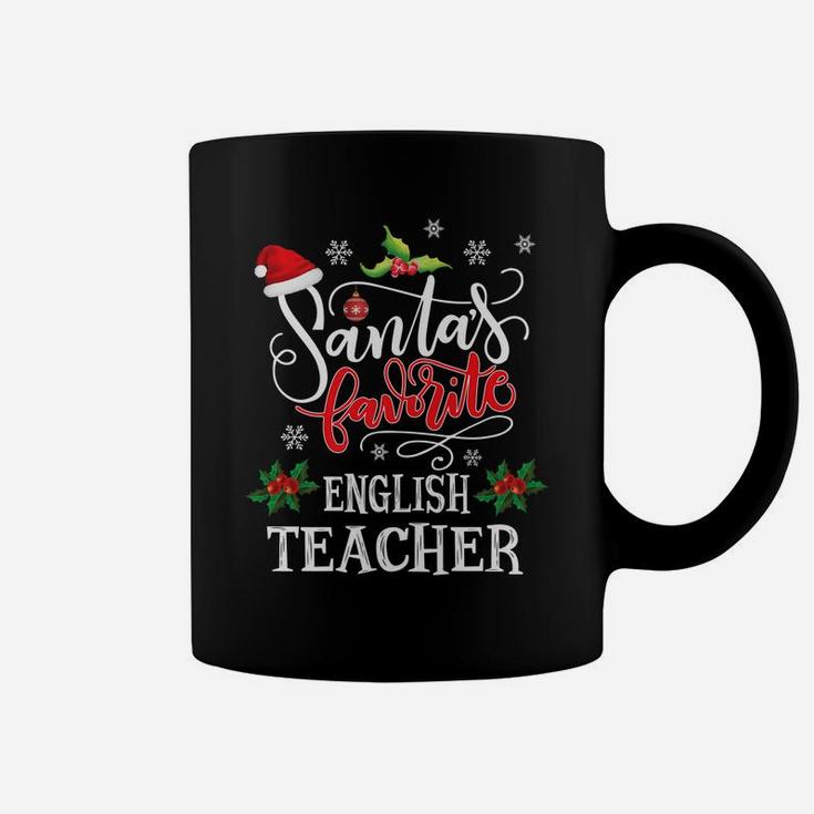 Santa's Favorite English Teacher Funny Christmas Light Xmas Coffee Mug