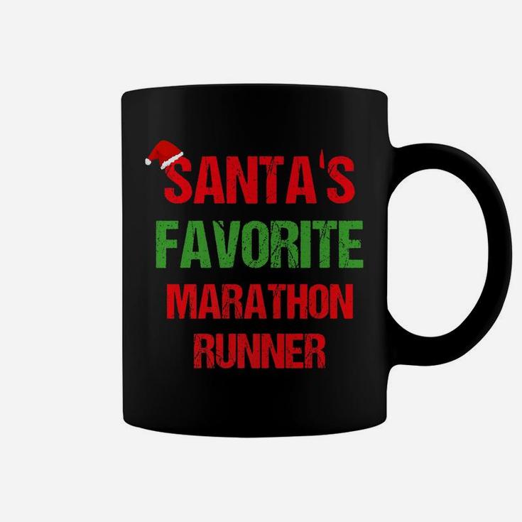 Santas Favorite Marathon Runner Funny Christmas Shirt Coffee Mug