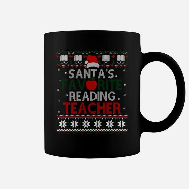 Santa's Favorite Reading Teacher Christmas Gift Ugly Sweater Sweatshirt Coffee Mug