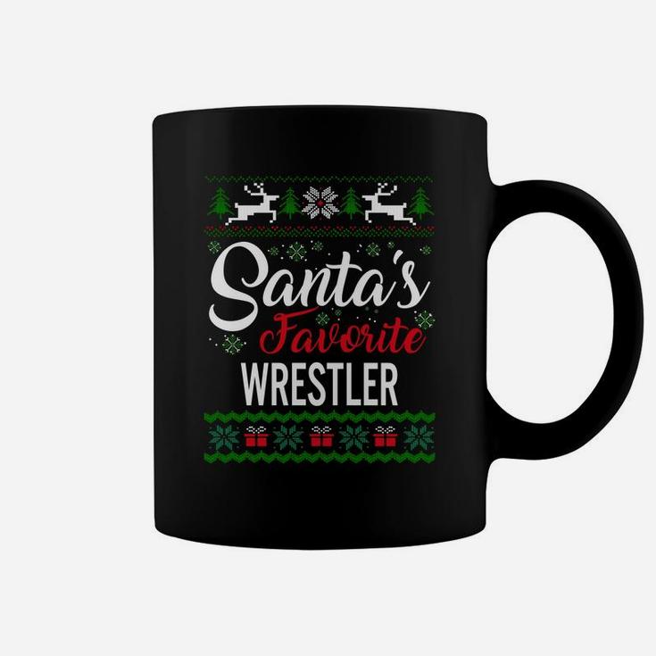 Santas Favorite Wrestler Christmas Ugly Family Sweatshirt Coffee Mug