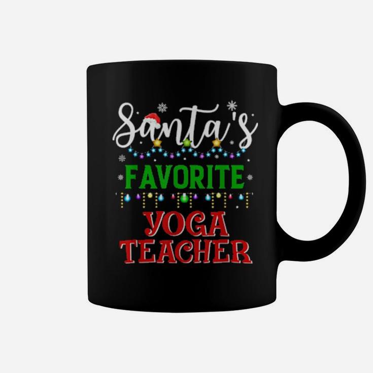 Santa's Favorite Yoga Teacher Matching Family Xmas Pajamas Coffee Mug