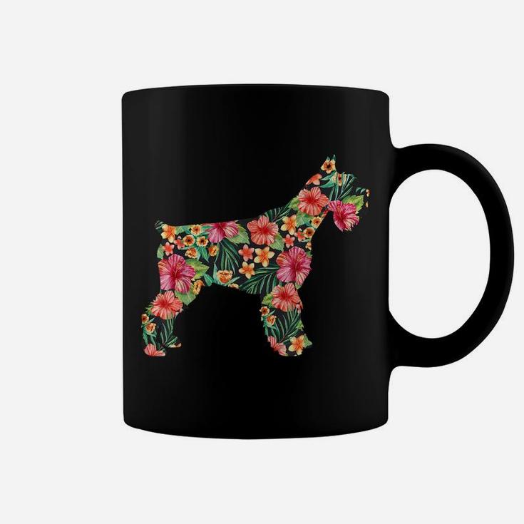 Schnauzer Flower Funny Dog Silhouette Floral Gifts Women Coffee Mug
