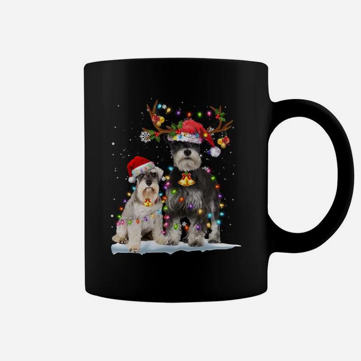 Schnauzer Reindeer Santa Hat Xmas Lights Christmas Xmas Dog Sweatshirt Coffee Mug