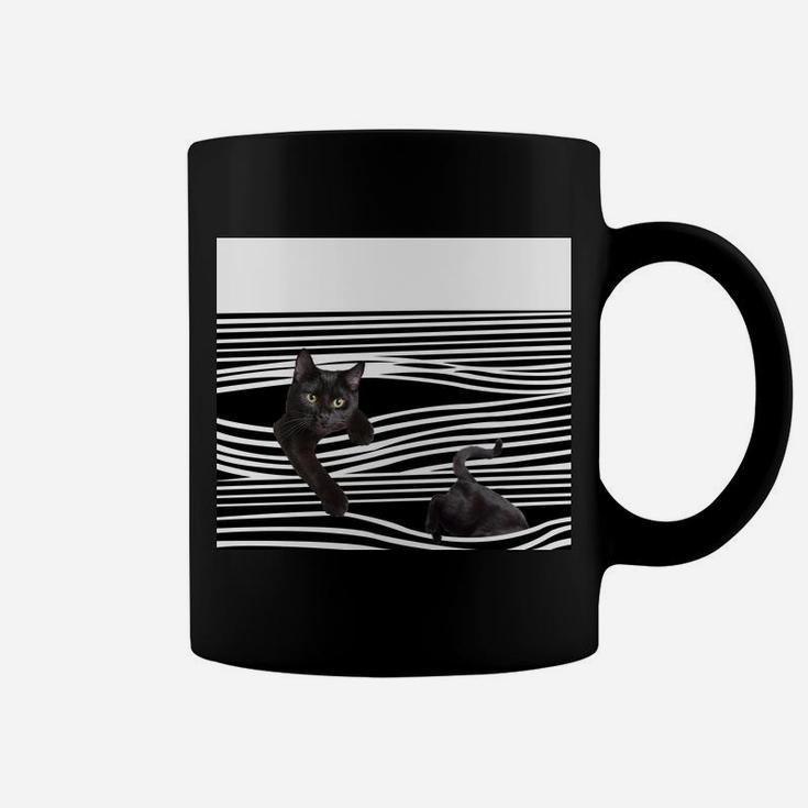 Schwarz-Weißes Katzen-Illusions-Tassen, Optische Täuschung Design