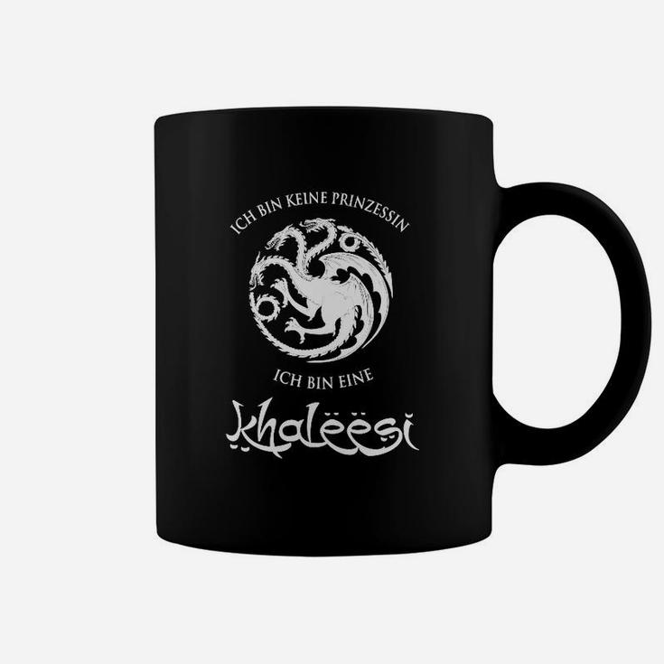 Schwarzes Damen-Tassen mit Drachenmotiv, Khaleesi Spruch