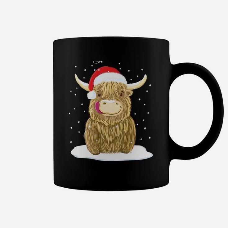 Scottish Highland Cow Merry Christmas Snow Coffee Mug
