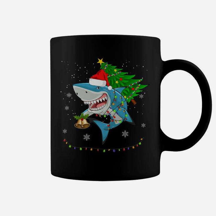 Shark Santa Tree Hat In Snow Merry Christmas Decoration Coffee Mug