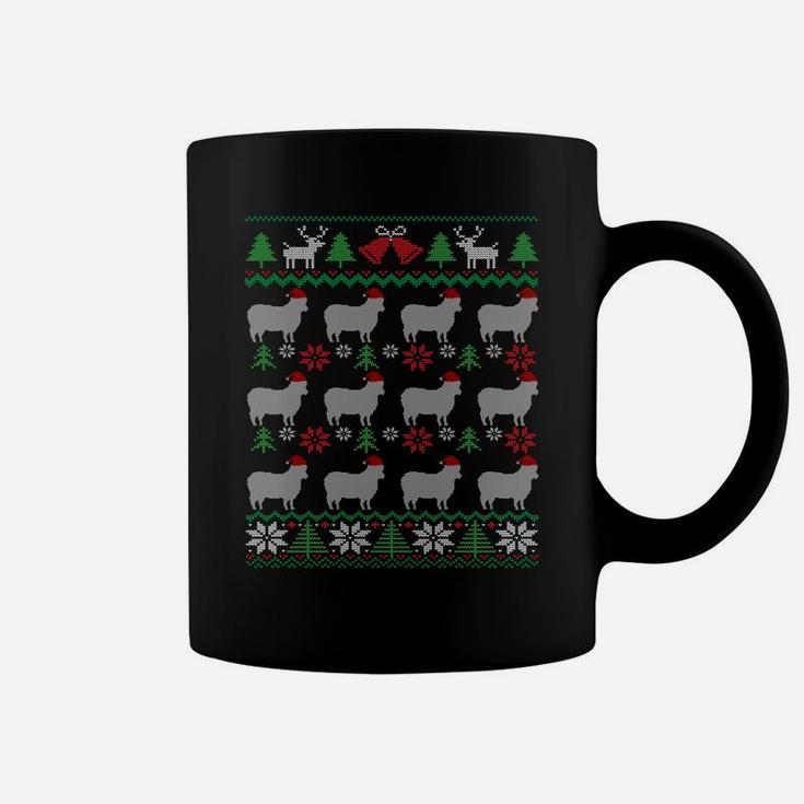 Sheep Wearing Santa Claus Hat Funny Farmer Ugly Christmas Sweatshirt Coffee Mug