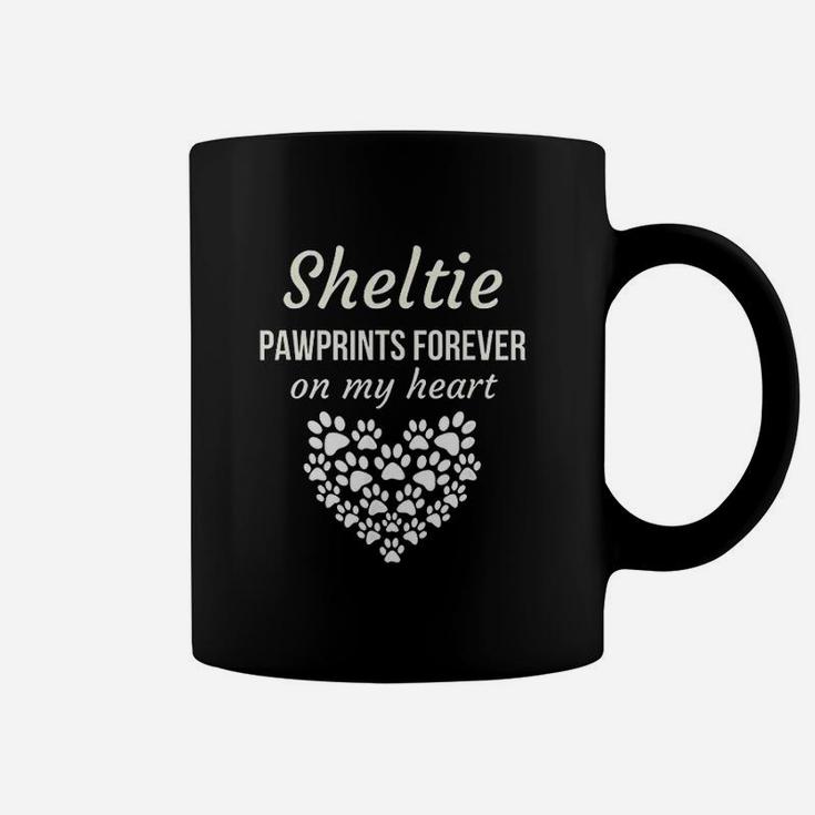 Sheltie Pawprints Forever On My Heart Coffee Mug