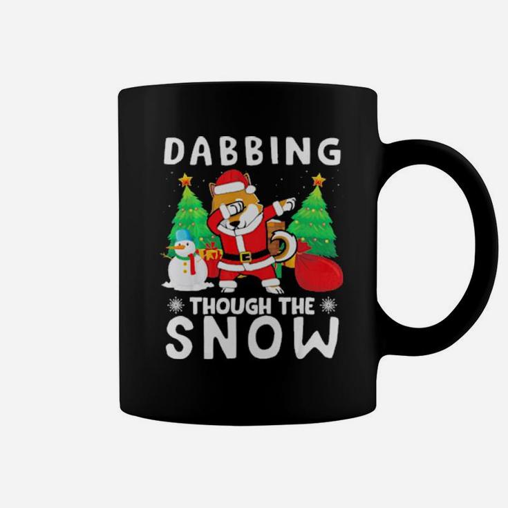 Shiba Inu Dabbing Through The Snow Penguins Xmas Coffee Mug