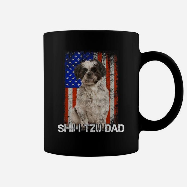 Shih Tzu Dog Dad Father Day American Flag Coffee Mug