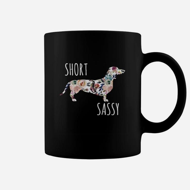 Short & Sassy Cute Flower Dachshund Tee Weiner Dog Coffee Mug
