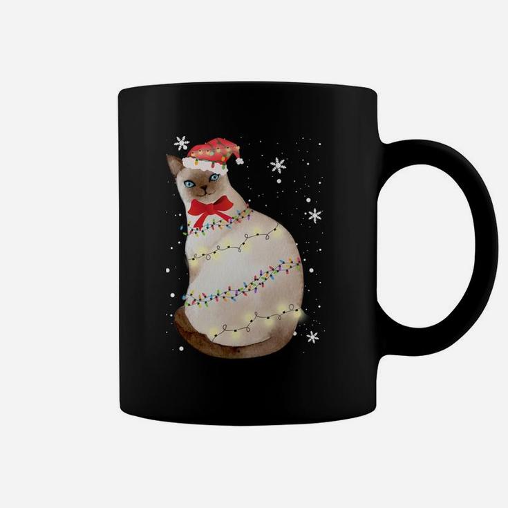 Siamese Cat Christmas Light Xmas Mom Dad Gifts Sweatshirt Coffee Mug