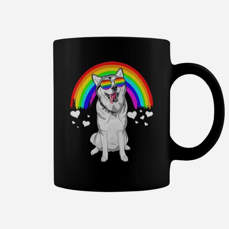 Siberian Husky Rainbow Sunglasses Gay Pride Lgbt Coffee Mug