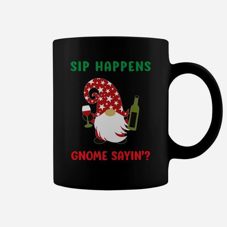 Sip Happens Wine Drinking Gnome Saying Funny Christmas Gift Coffee Mug