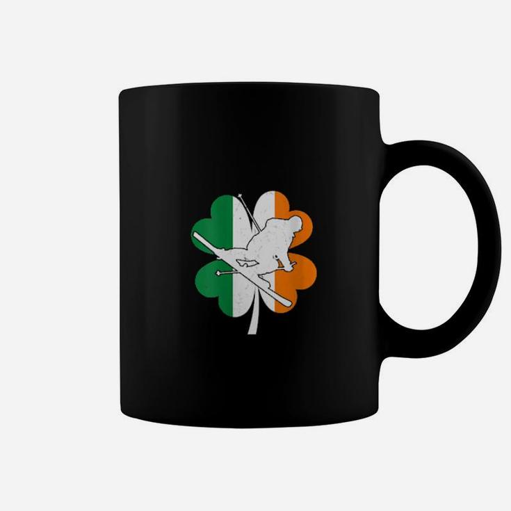 Skiing Shamrock Ireland Irish Flag Skiing St Patricks Day Coffee Mug