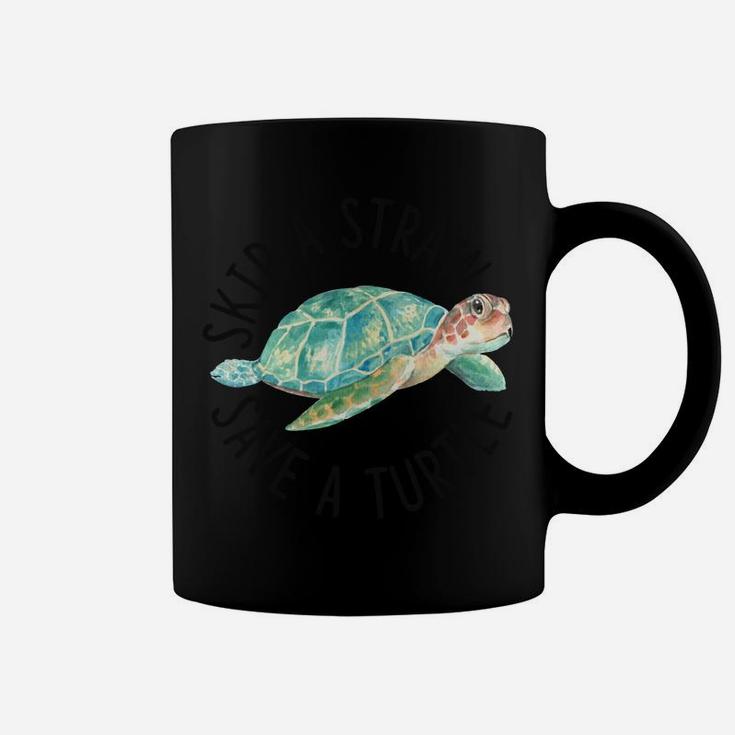 Skip A Straw Save A Turtle Watercolor Cute Sea Turtle Gift Coffee Mug