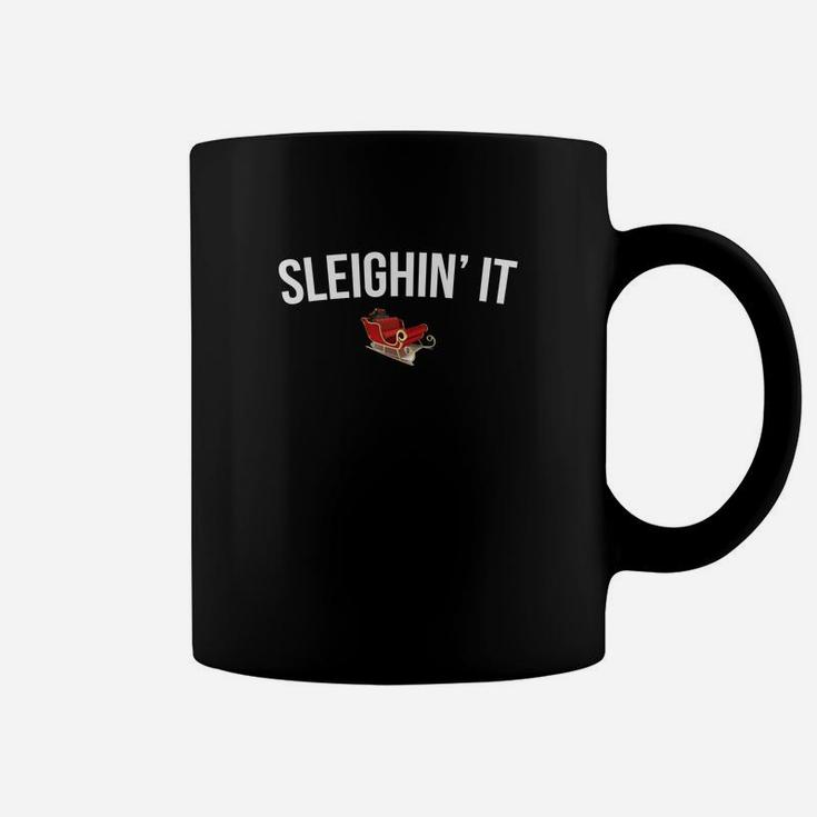 Sleighin' It Shirts Gifts Funny Ugly Christmas Sweatshirt Coffee Mug