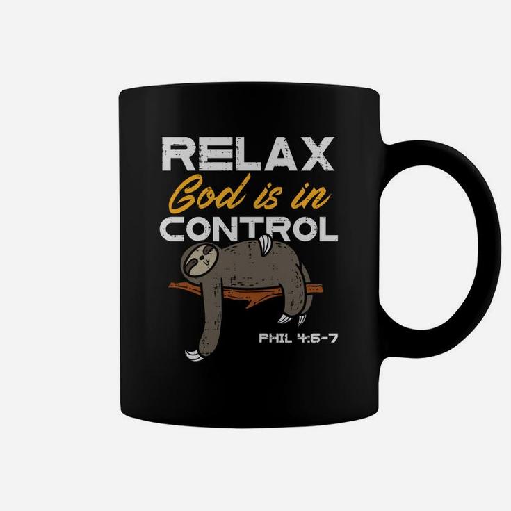 Sloth Relax God Is In Control Jesus Christian Men Women Kids Coffee Mug