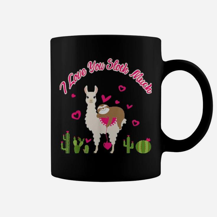 Sloth Riding Llama Heart Cute Sloth Riding Llama Valentines Coffee Mug