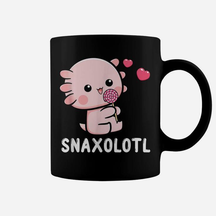 Snaxalotl Funny Axolotl Pun Candy Love Snacks Eating Fish Coffee Mug
