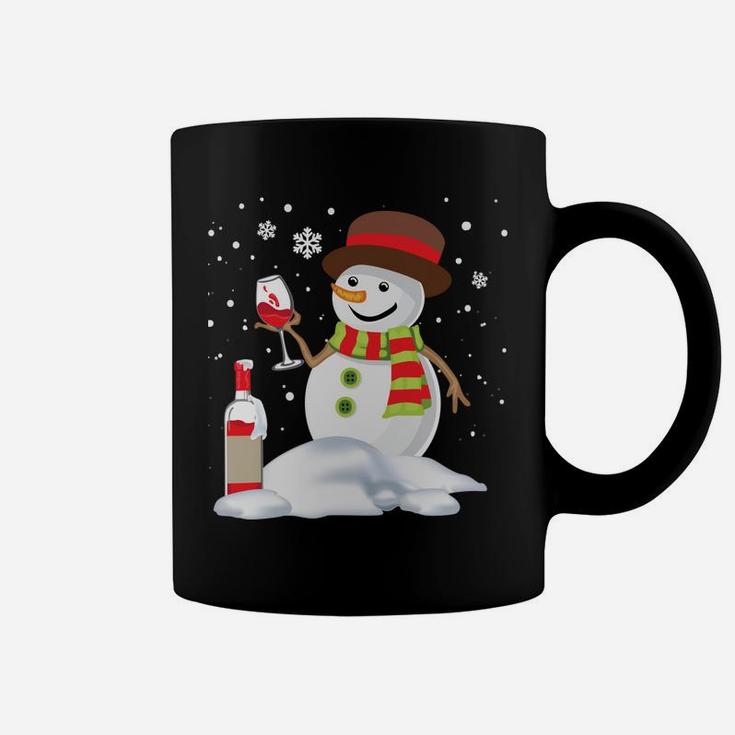 Snowman Drinking Red Wine Funny Partner Matching Couple Coffee Mug