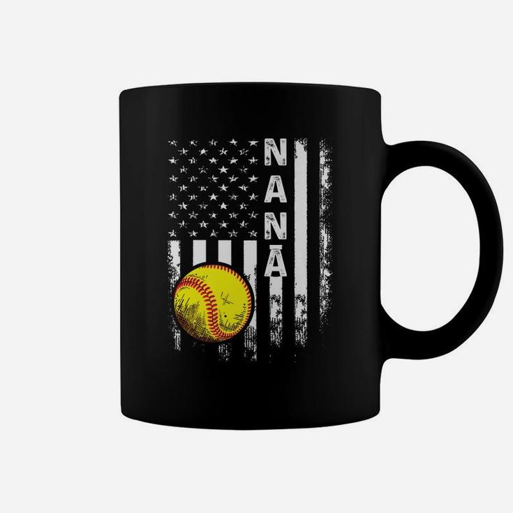 Softball Nana American Flag Vintage Christmas Xmas Coffee Mug
