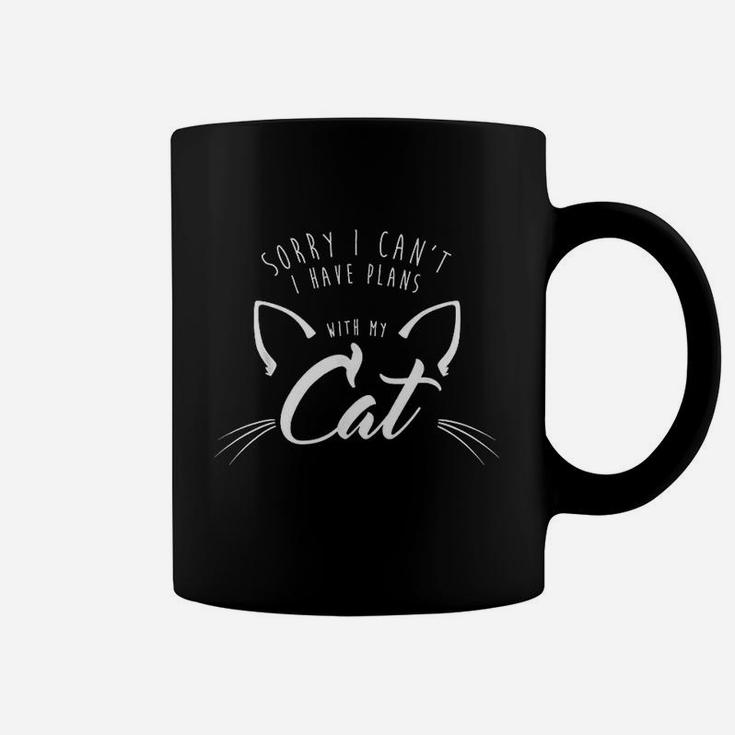 Sorry I Cant I Have Plans With My Cat 2 Script Funny Coffee Mug