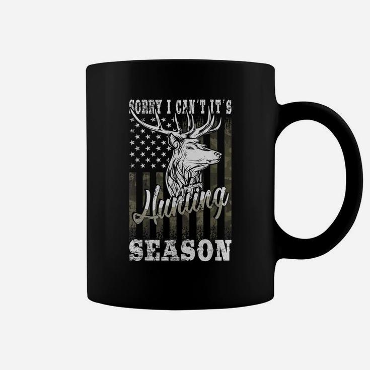 Sorry I Can't It's Hunting Season American Camouflag Flag Coffee Mug